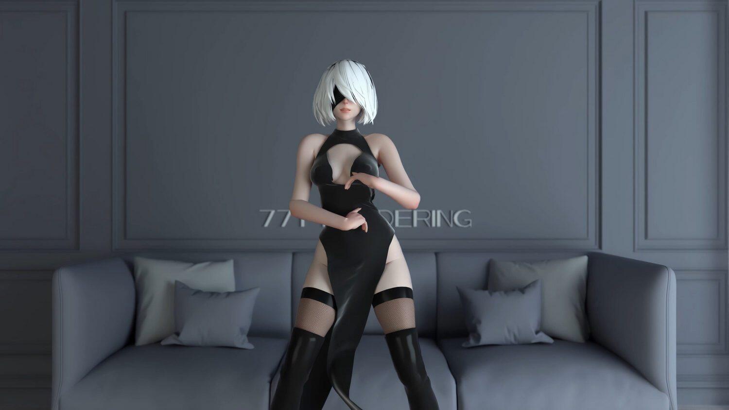 【77T Rendering作者】尼尔 2B 礼服装【1G】